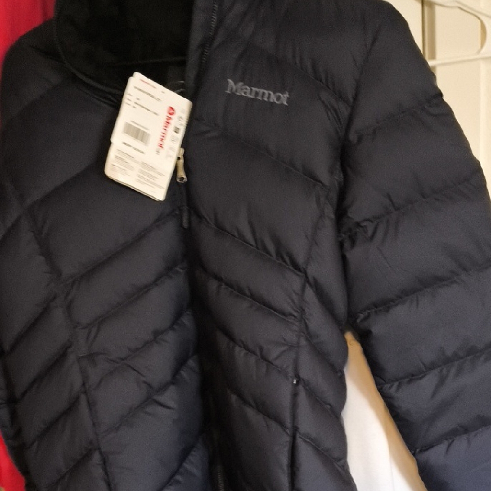 Marmot Dark Navy Chevron Quilted Down Jacket - NEW
